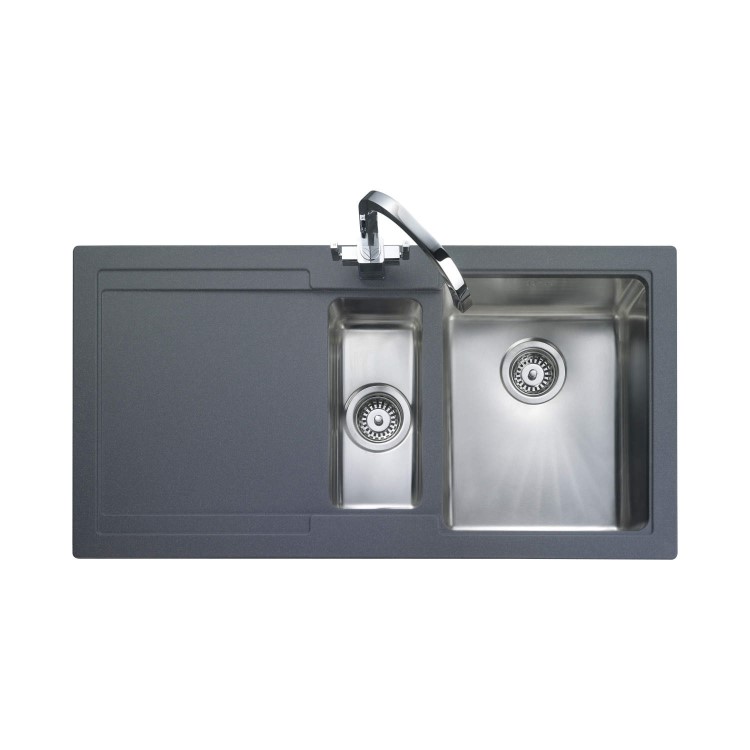 Rangemaster CGE9852LGG Cubix Gemini 985x508 1.5 Bowl LHD Granite Grey Sink