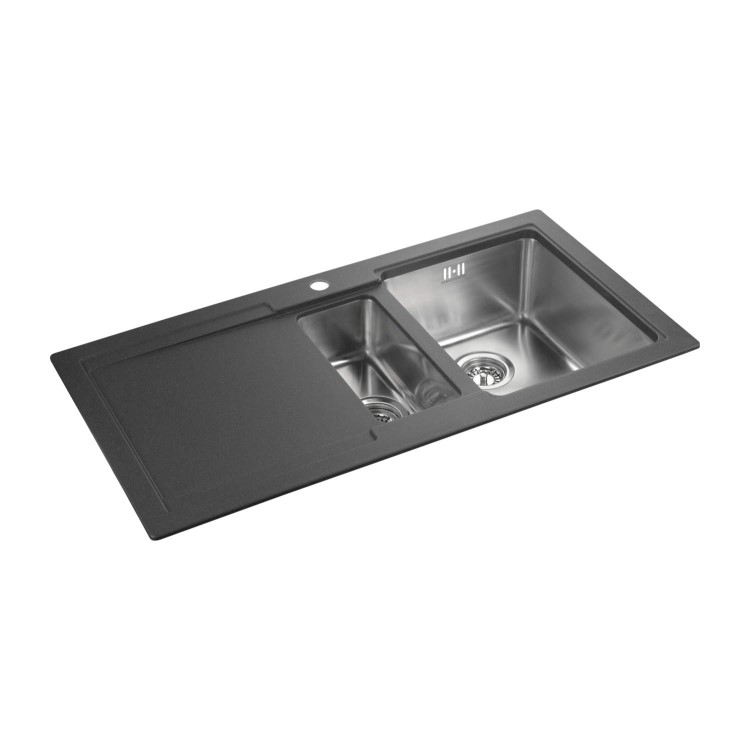 Rangemaster CGE9852RPW Cubix Gemini 985x508 1.5 Bowl RHD Pewter Sink