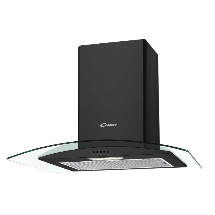 Candy 60cm Curved Glass Cooker Hood - Black