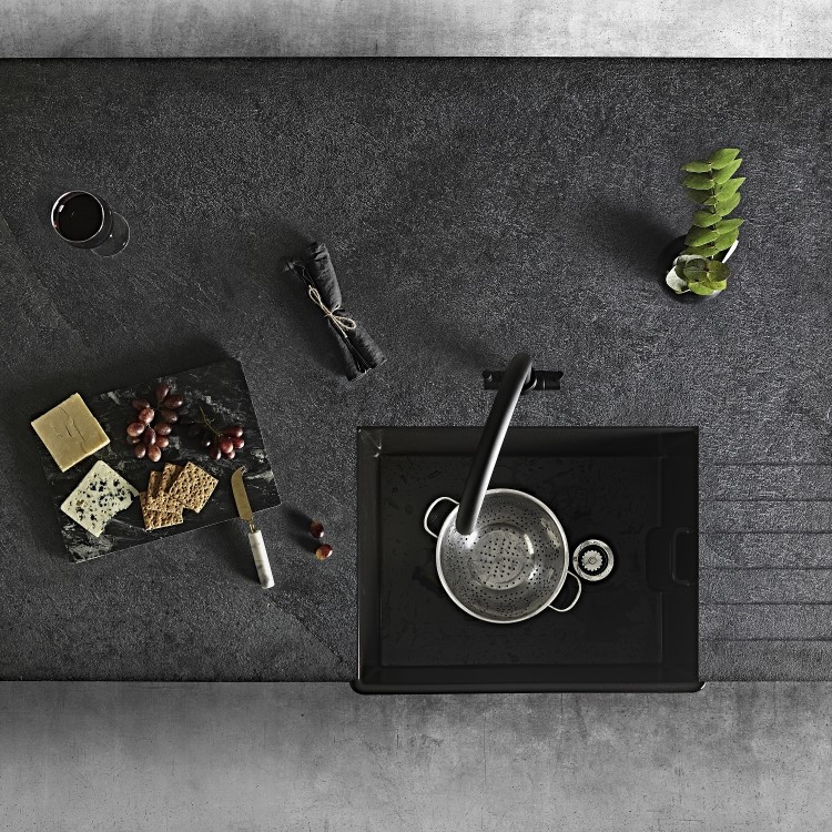 Rangemaster Grange Belfast Single Bowl Black Ceramic Kitchen Sink