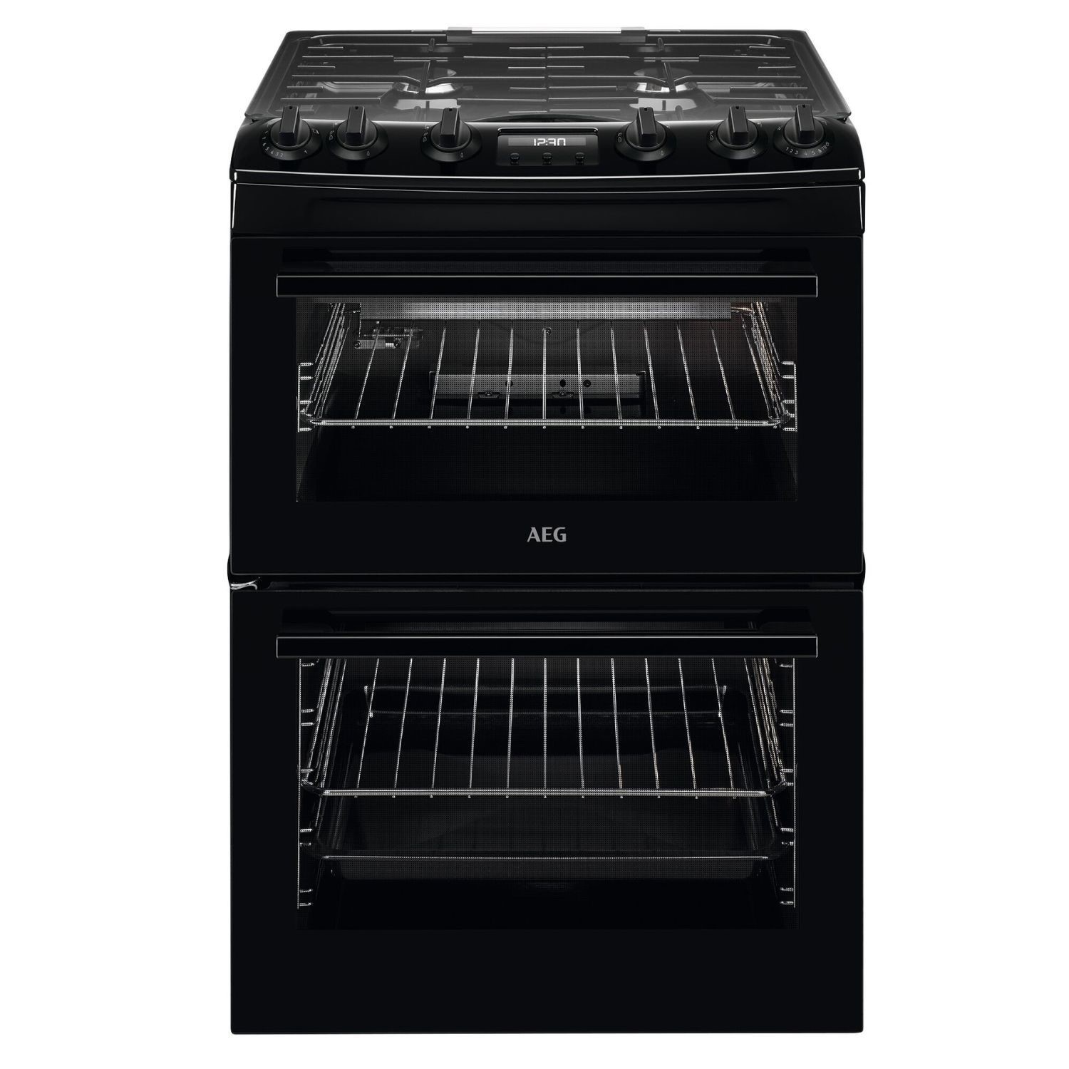 Aeg Black Cgx6130acb 60Cm Double Oven Gas Cooker With Lid Size 60
