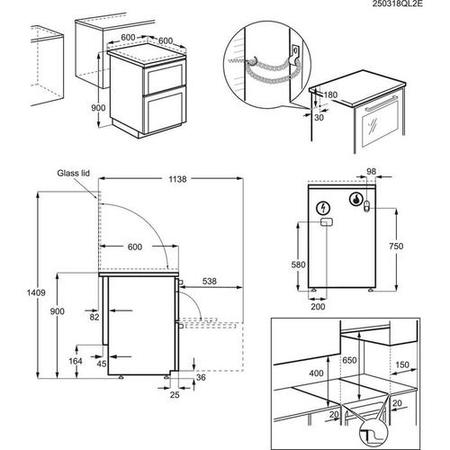 AEG 60cm Gas Cooker with Lid - Black