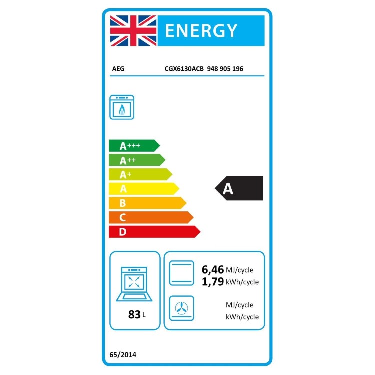 AEG 60cm Gas Cooker with Lid - Black