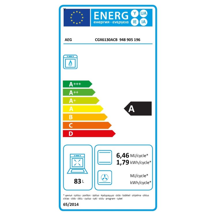 AEG 60cm Gas Cooker with Lid - Black
