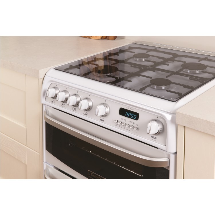 GRADE A2 - Hotpoint CH60DHWFS Harrogate Double Oven 60cm Dual Fuel Cooker - White