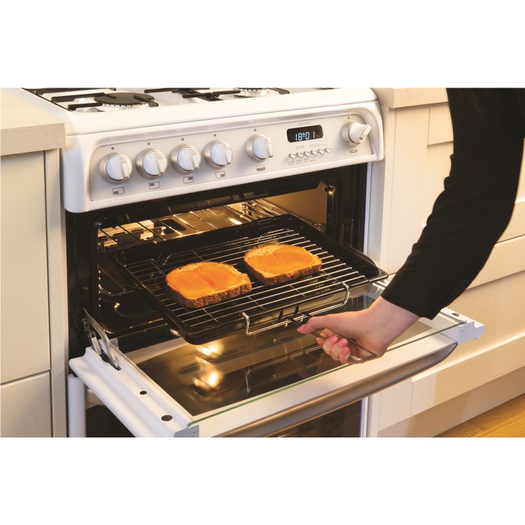 GRADE A2 - Hotpoint CH60DHWFS Harrogate Double Oven 60cm Dual Fuel Cooker - White