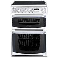 GRADE A1 - Hotpoint CH60EKWS Kendal 60cm Double Oven Electric Cooker With Ceramic Hob - White