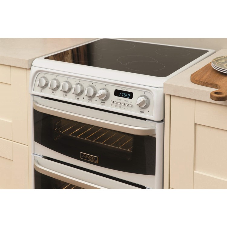 GRADE A1 - Hotpoint CH60EKWS Kendal 60cm Double Oven Electric Cooker With Ceramic Hob - White