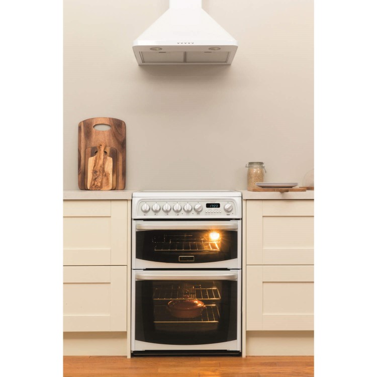 GRADE A1 - Hotpoint CH60EKWS Kendal 60cm Double Oven Electric Cooker With Ceramic Hob - White