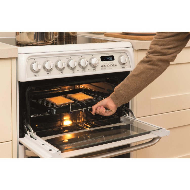 GRADE A1 - Hotpoint CH60EKWS Kendal 60cm Double Oven Electric Cooker With Ceramic Hob - White