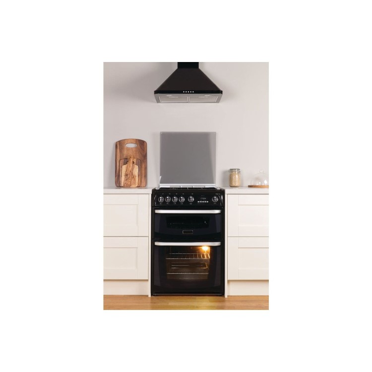 Refurbished Hotpoint Carrick CH60GCIK 60cm Double Oven Gas Cooker Black