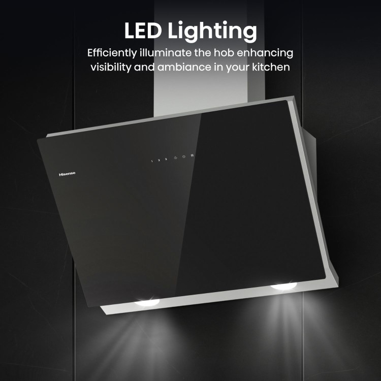 Hisense 60cm Angled Cooker Hood - Black
