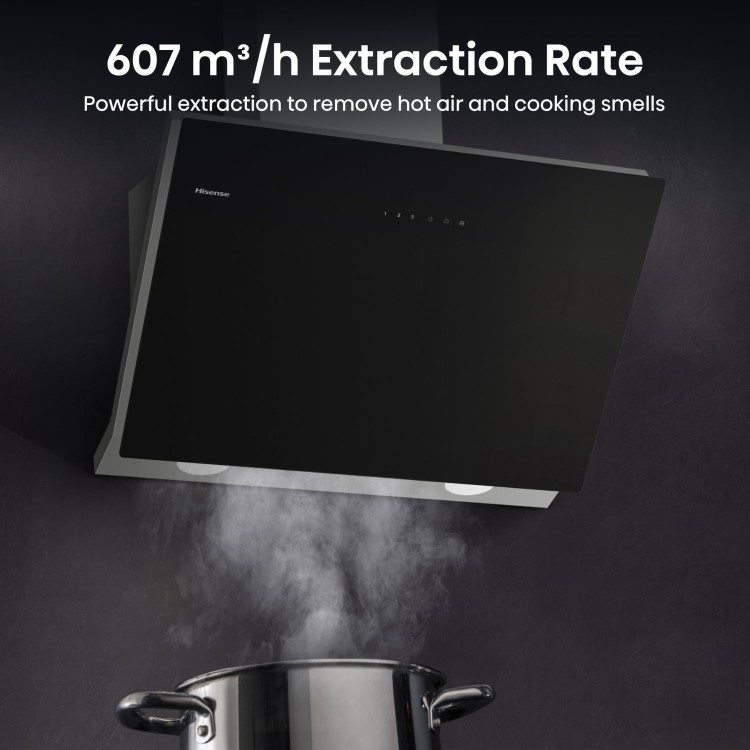 Hisense 60cm Angled Cooker Hood - Black