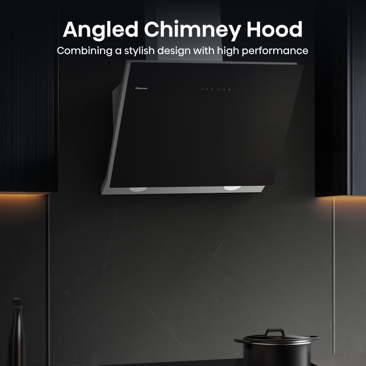 Hisense 60cm Angled Cooker Hood - Black