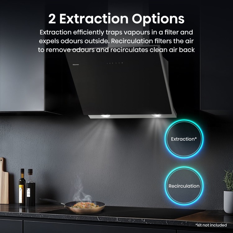 Hisense 60cm Angled Cooker Hood - Black