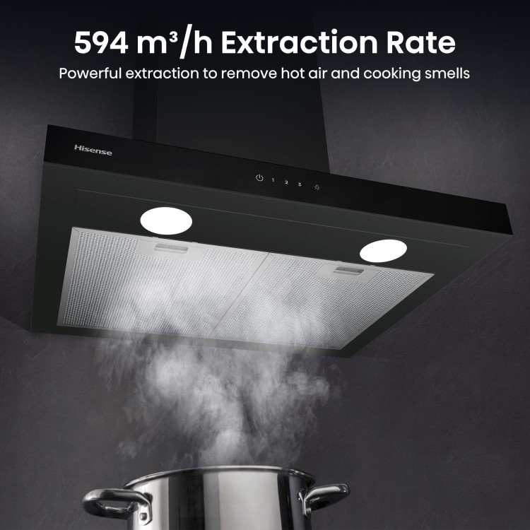 Hisense 60cm Chimney Cooker Hood - Black