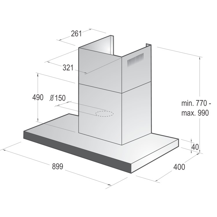 Hisense 90cm Slimline Chimney Cooker Hood - Stainless Steel