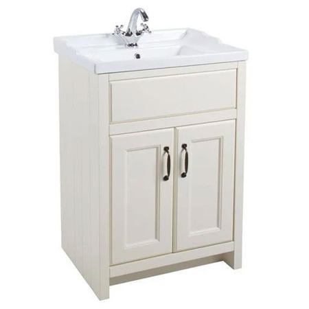 White Traditional Bathroom Free Standing Vanity Unit & Basin - W615mm