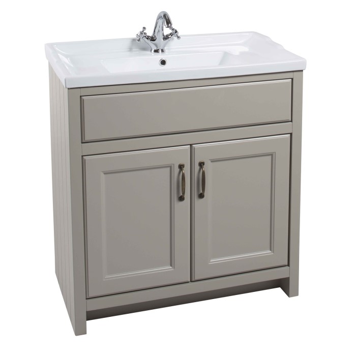 Grey Traditional Bathroom Free Standing Vanity Unit & Basin W815mm