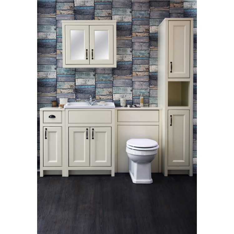 White Traditional Bathroom Mirror Cabinet - W700mm