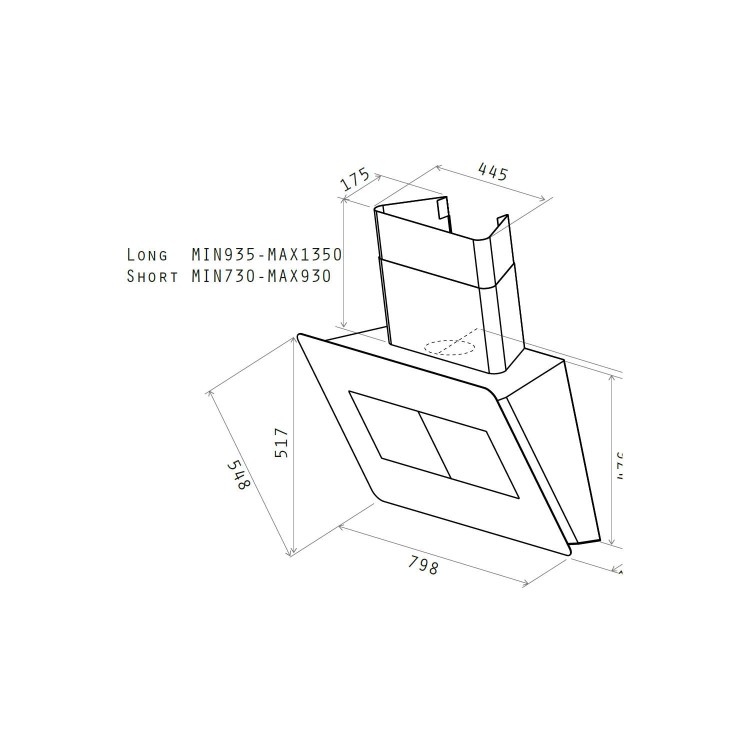 GRADE A1 - As new but box opened - NordMende CHBGL803 80cm Black Glass Angled Designer Hood