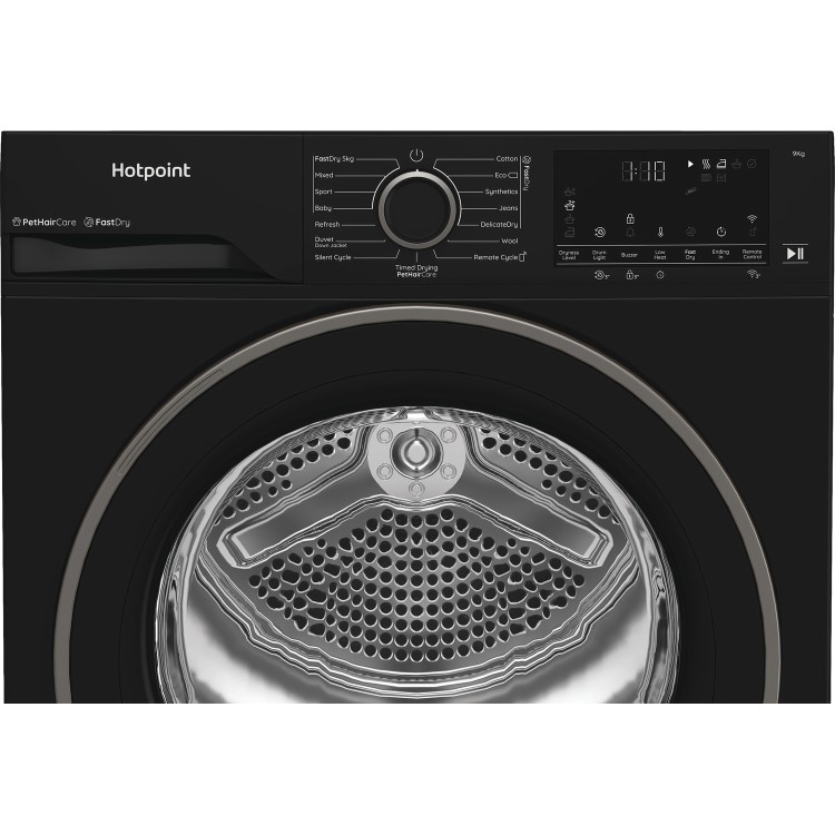 Hotpoint Fabric Care 9kg Heat Pump Dryer - Quiet, Wi-Fi Connected - Black
