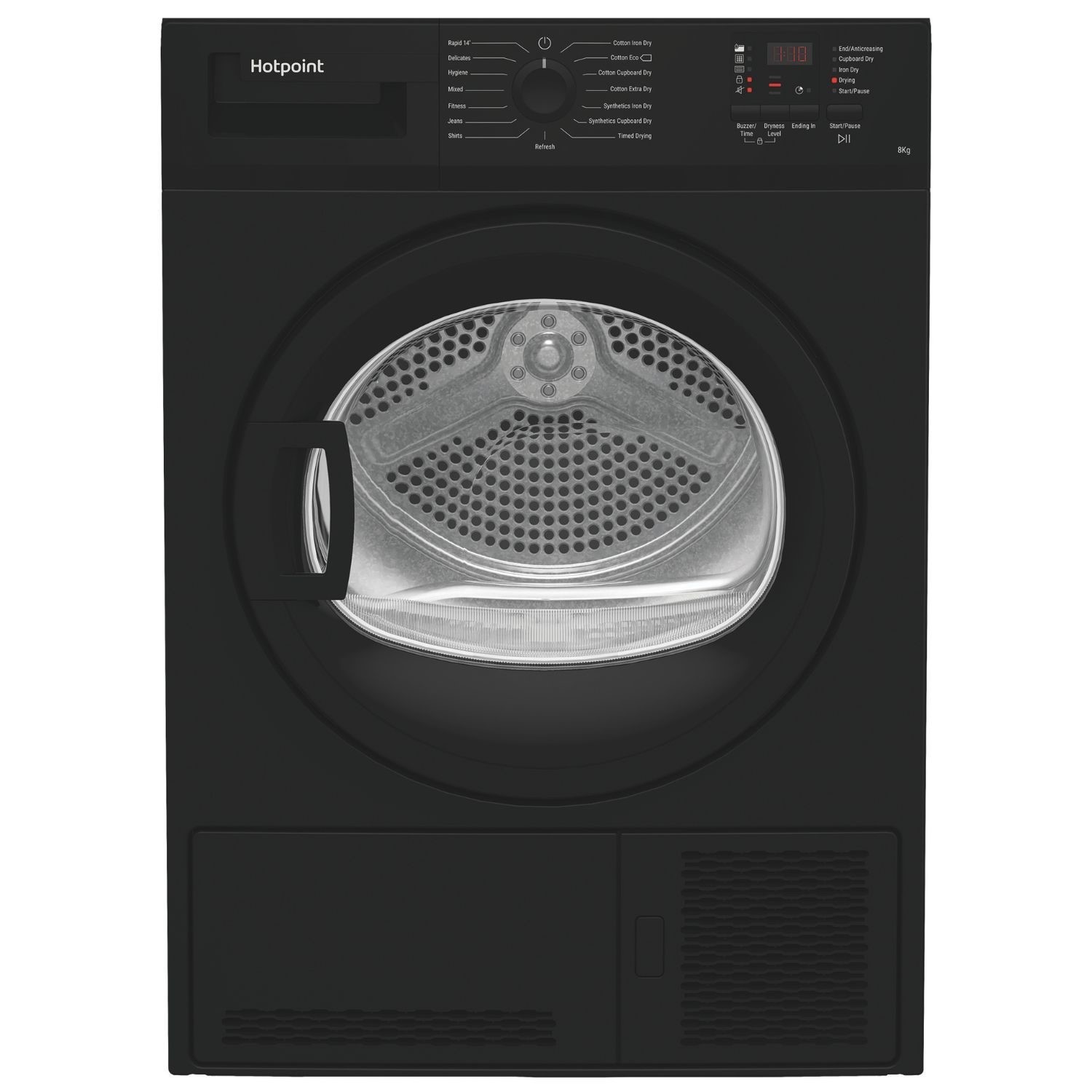 Hotpoint CHDC82BBGDUK 8kg Condenser Dryer in Black B Rated Sensor Dryi
