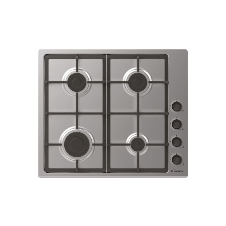 Candy CHG6LCX 60cm Four Burner Gas Hob With Cast Iron Pan Stands - Stainless Steel