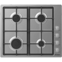 Candy 60cm 4 Burner Gas Hob with Cast Iron Pan Stands - Stainless Steel