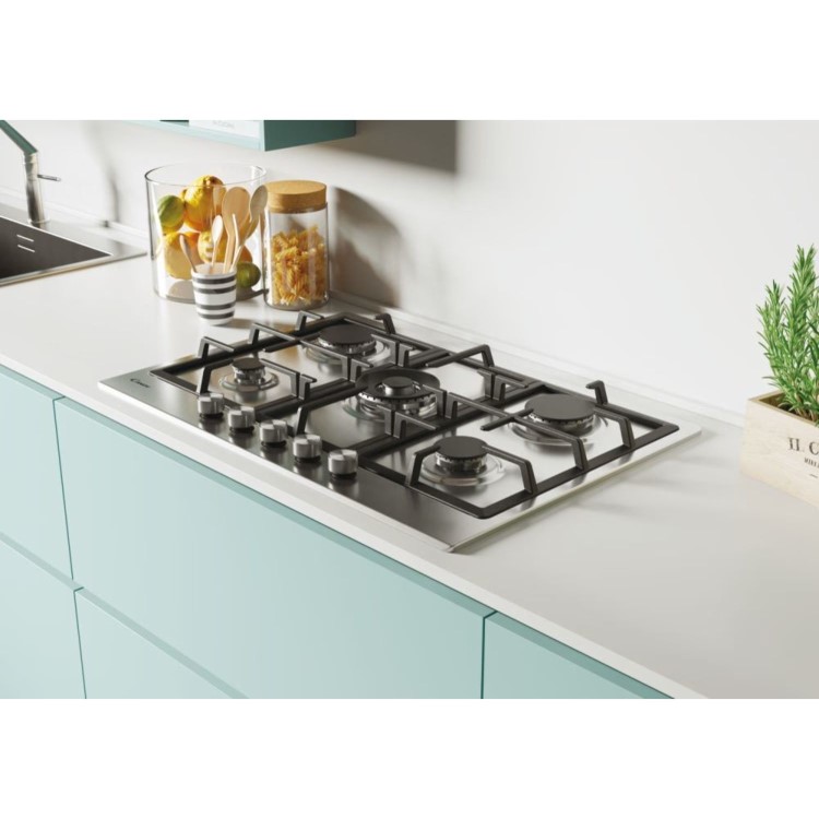 Candy Moderna 75cm 5 Burner Gas Hob - Stainless Steel