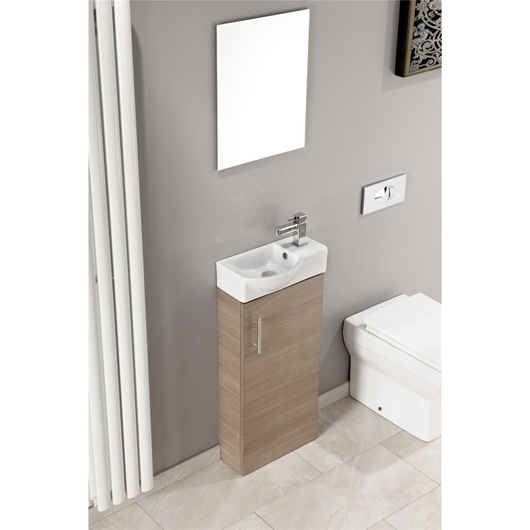 Oak Cloakroom Vanity Unit & Basin - W400 x H885mm