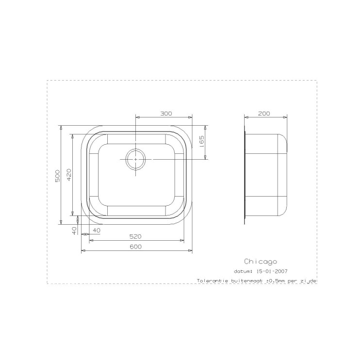 Single Bowl Chrome Stainless Steel Kitchen Sink - Reginox