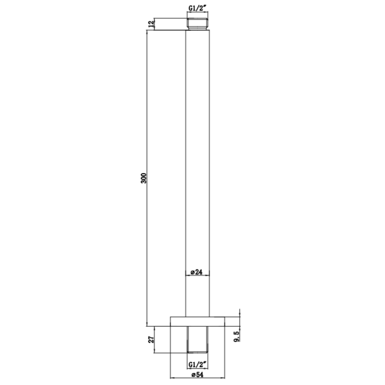 Chrome 400mm Round Ceiling Arm