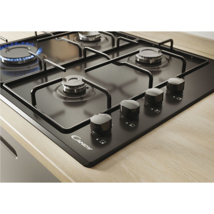 Refurbished Candy CHW6LBB 60cm 4 Burner Gas Hob Black