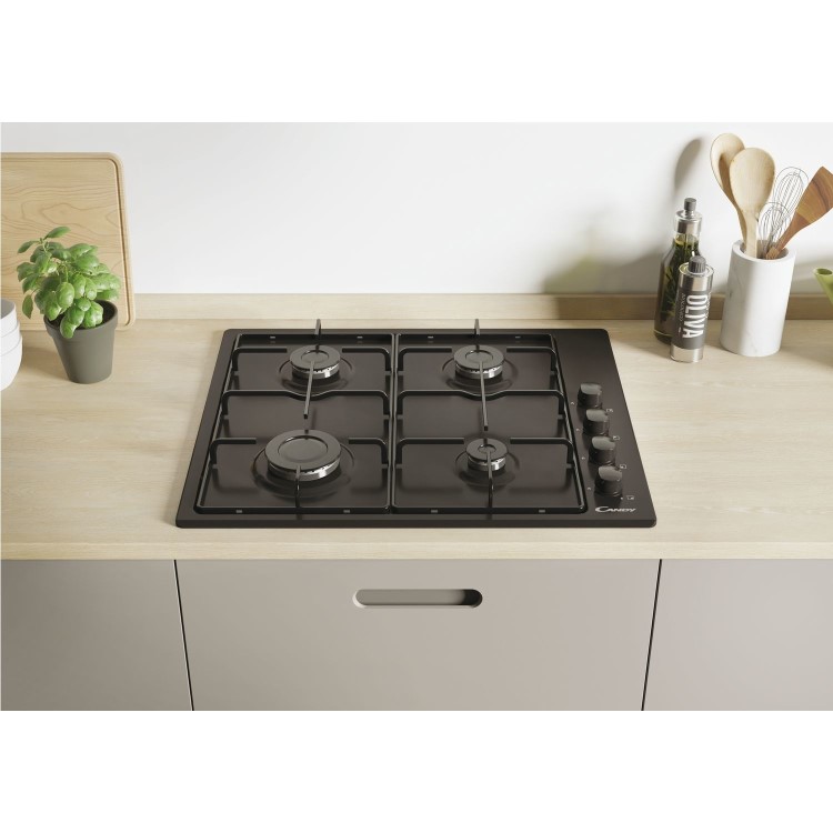Refurbished Candy CHW6LBB 60cm 4 Burner Gas Hob Black