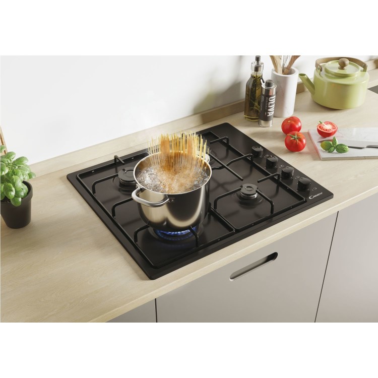 Refurbished Candy CHW6LBB 60cm 4 Burner Gas Hob Black