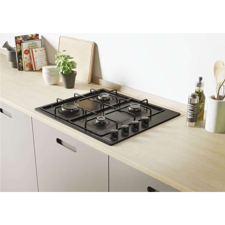 Refurbished Candy CHW6LBB 60cm 4 Burner Gas Hob Black