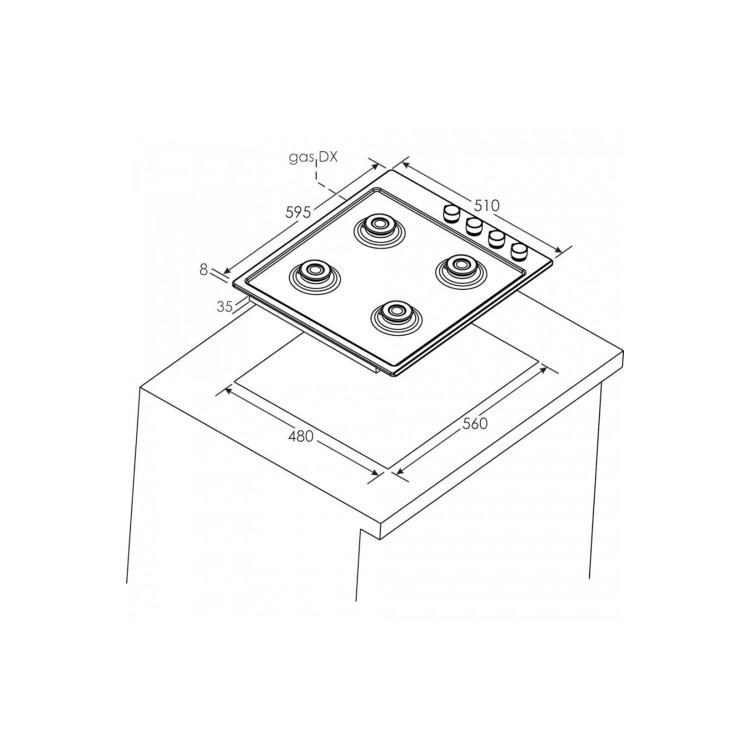 Refurbished Candy CHW6LBX 60cm 4 Zone Gas Hob