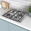 GRADE A1 - Candy CHW6LX 60cm Four Burner Gas Hob - Stainless Steel