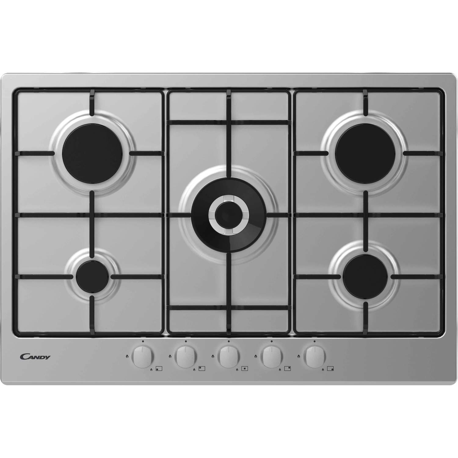 Candy 75cm 5 Burner Gas Hob - Stainless Steel