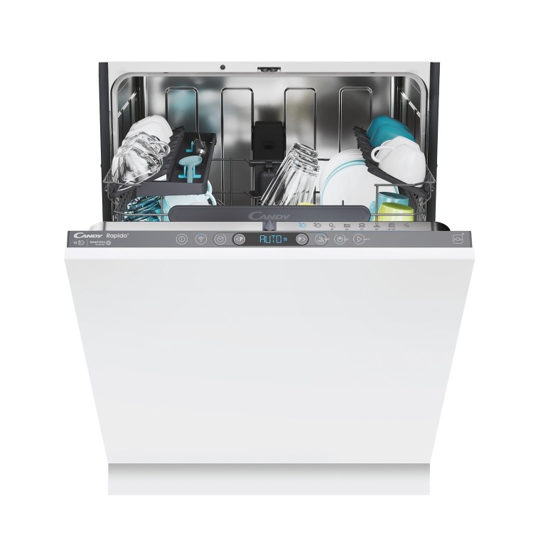 Candy Rapido Fully Integrated Dishwasher - Smart Wi-Fi, D-Rated, Silver control panel