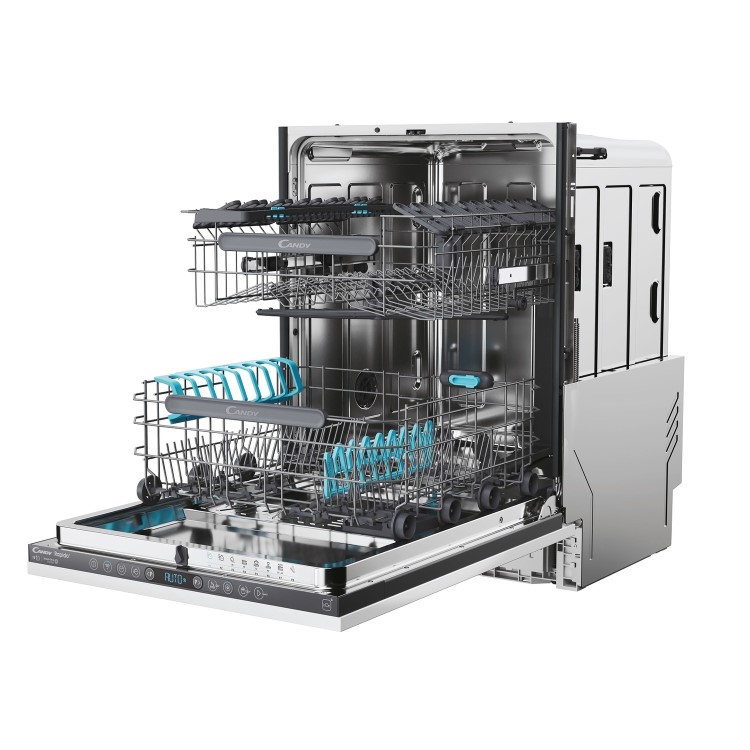 Candy Rapido Fully Integrated Dishwasher - Smart Wi-Fi, D-Rated, Silver control panel