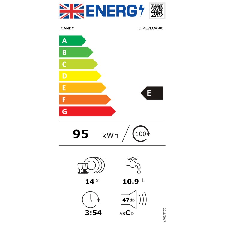 Candy Rapido Integrated Dishwasher - Smart Wi-Fi White Control Panel