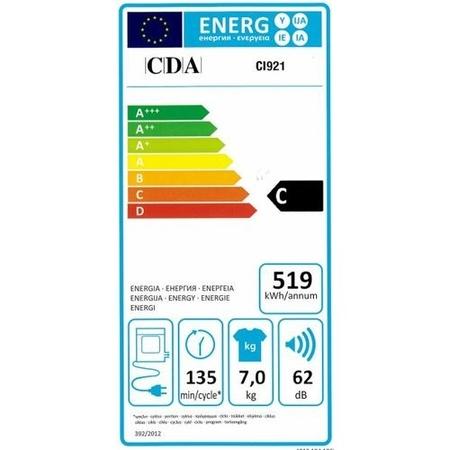 GRADE A3 - CDA CI921 7kg Integrated Vented Tumble Dryer - White