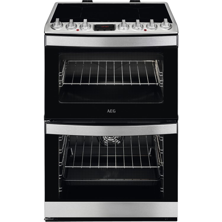AEG 60cm Double Oven Electric Cooker with Induction Hob - Stainless Steel