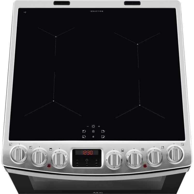 AEG 60cm Double Oven Electric Cooker with Induction Hob - Stainless Steel