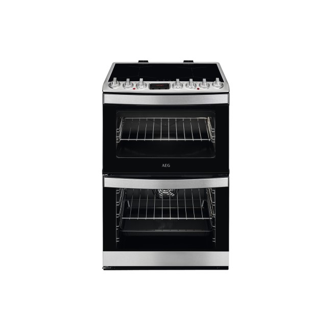 AEG 60cm Double Oven Induction Electric Cooker with Hob2Hood - Stainless Steel