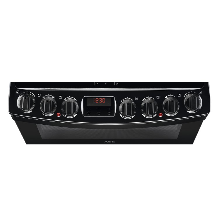 AEG 60cm Electric Double Oven Cooker with Induction Hob - Black
