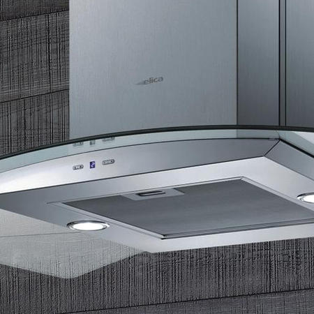 Elica CIRCUSHPISLAND CIRCUS_HP_ISLAND Circus High Performance Curved Glass 90cm Island Hood in Stainless Steel