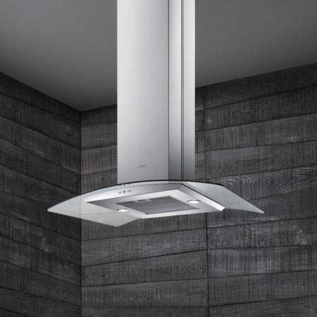 Elica CIRCUSHPISLAND CIRCUS_HP_ISLAND Circus High Performance Curved Glass 90cm Island Hood in Stainless Steel